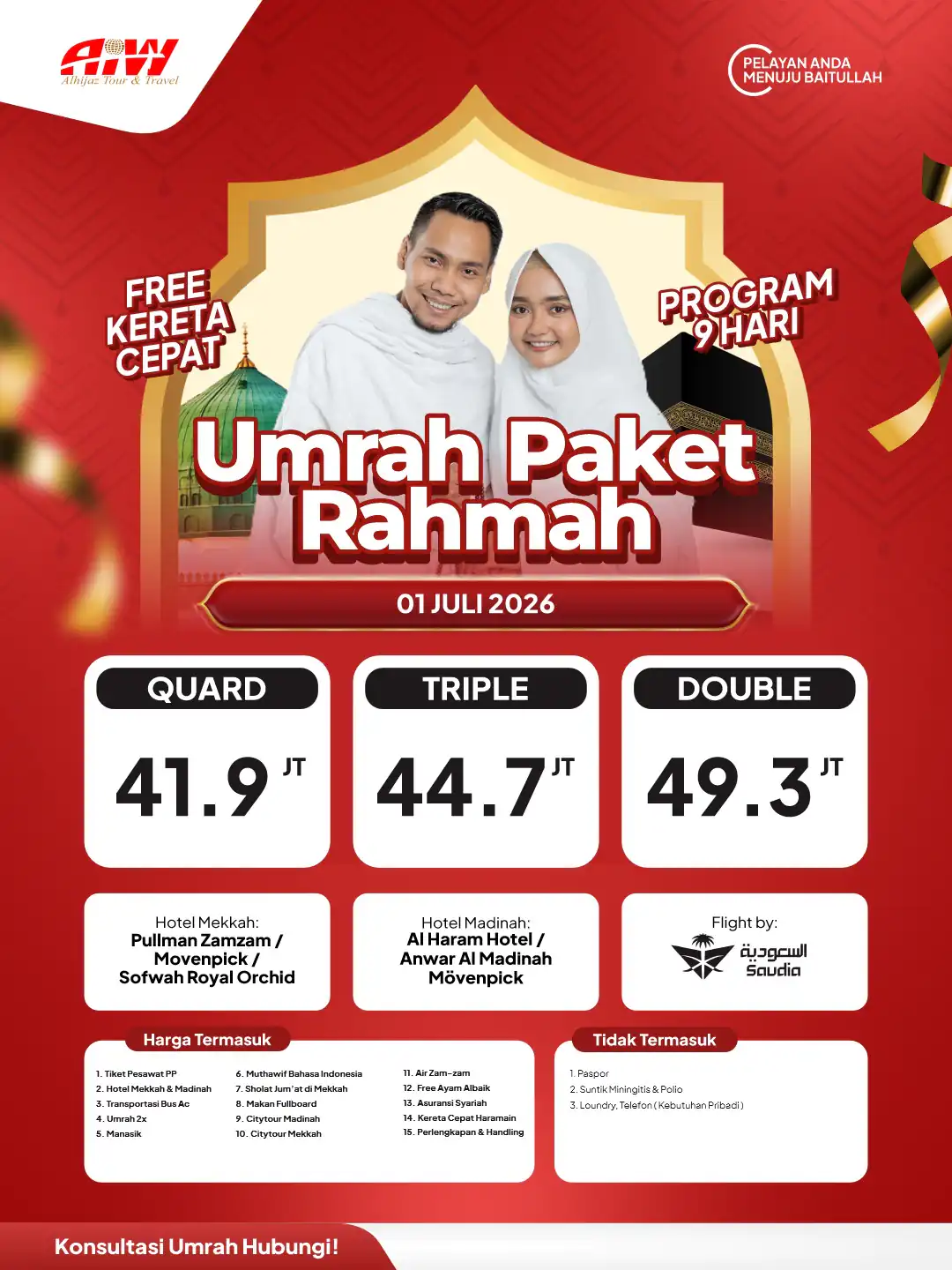 Umroh 9 Hari ( Kereta Cepat *5 )